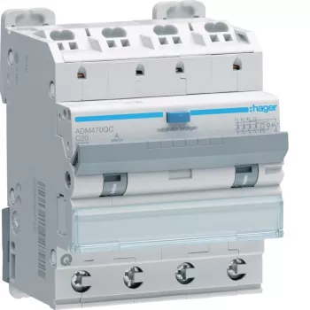 Proudový chránič s jističem Hager ADM470QC 4P 6kA C20 30mA typ A Quick Connect