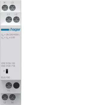 Hager EUU100 Phase Monitoring Relay, 3-Phase, 1 Changeover Contact, 3x230/400V AC