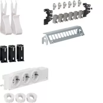 Multimediální distribuční sada HAGER UM00M1 se 3 zásuvkami Schuko a 12 porty RJ45 Cat.6 Patch, 24 TE