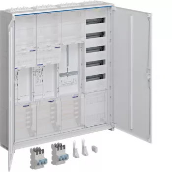 Rozváděč univers Z HAGER ZB34SEQ29EN, 2 místa pro elektroměr, 3 pole, 5 řad, 180 modulů, IP44, bílý
