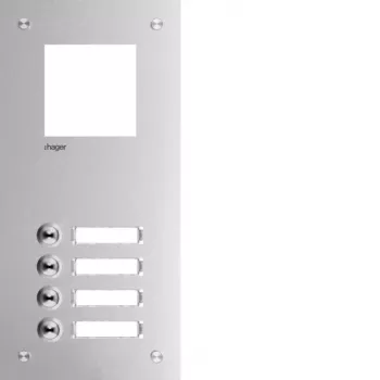 Čelní panel domovního telefonu Hager RTQ104X, 4 tlačítka, hliník