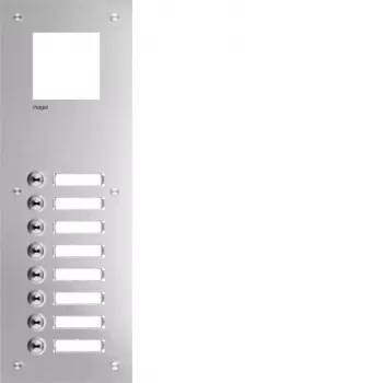 Přední panel domovního telefonu Hager RTQ108X, mono audio, 8 volacích tlačítek, bílý