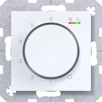 Regulátor pokojové teploty HAGER WAN5010WG 230V 16A otočný s tlačítkem, topení