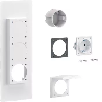 Přírubová zásuvka Schuko Hager universZ, 1násobná, 250 V, 16 A, světle šedá ZY01SD