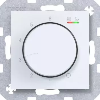 Regulátor pokojové teploty HAGER WAN5010WM 230V/16A otočný/tlačítkový pro topení