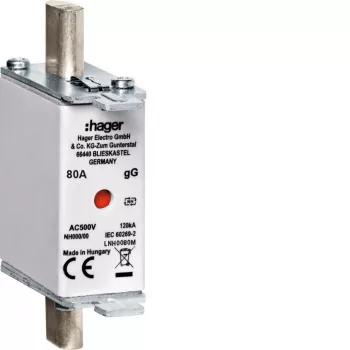 Pojistková vložka Hager LNH0080M NH000 500V gG 80A s kombinovaným indikátorem