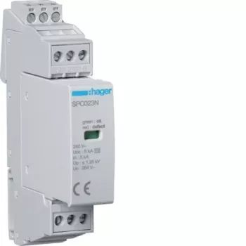 Přepěťová ochrana Hager SPC203N Typ 3 1P+N Uc 264V In 5kA Up 1,25kV s dálkovým signalizačním kontaktem
