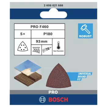 Delta brusný papír Bosch 2608621688, zrnitost 180, 93 mm, 5 ks