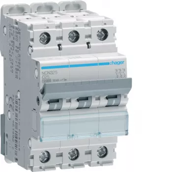 Jistič HAGER NCN325 3pólový charakteristika C 25A 10kA 3 moduly