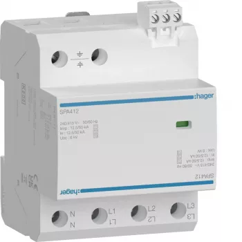 Kombinovaný přepěťový chránič HAGER SPA412 typ 1+2+3 12,5kA TNS/TT 4pólový 230/400V