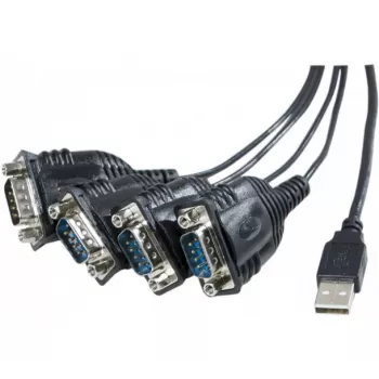 Adaptérový kabel USB na sériový port Exertis Connect USB-A samec na DB-9 samec 1,3 m s rýhovanými šrouby černý 040344
