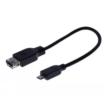 Adaptérový kabel Micro USB OTG EXERTIS CONNECT, USB-A samice na Micro-B samec, 0,15 m, černý 532416