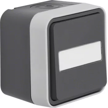Tlačítkový spínač Hager WNC027, 1pólový, 1 spínací kontakt, 10A, 250V AC, DIN lišta, světle šedý