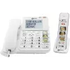 Drátový telefon pro seniory Geemarc AMPLIDECT COMBI-PHOTO 295 se záznamníkem, fotografickými tlačítky, podsvíceným displejem, bílý