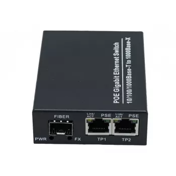 Mediální konvertor EXERTIS CONNECT s 30 W PoE+ injektorem, 2x 10/100/1000 Mbps RJ45, 1x 100/1000 Mbps SFP slot 311793