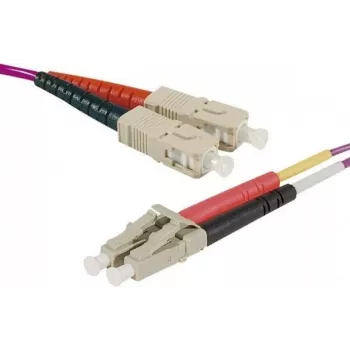 Optický propojovací kabel Eco EXERTIS CONNECT, 50/125 µm, vlákno OM4, konektor SC duplex/konektor LC duplex, erika violet, 3,0 m UPC broušení UPC (392803)