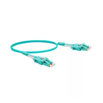 EXERTIS CONNECT Uniboot Fiber Patch Cable, 50/125 µm OM3, LC Duplex to LC Duplex, UPC, Aqua, 3.0 m 392943