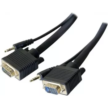 Monitorový kabel S-VGA s audiem 15pinový HD D-Sub samec na samec 5,0 m černý EXERTIS CONNECT 137221