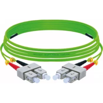Vláknový patch kabel OM5 SC duplex na SC duplex EXERTIS CONNECT, 50/125 µm, LSZH, limetkově zelený, 10 m 392906