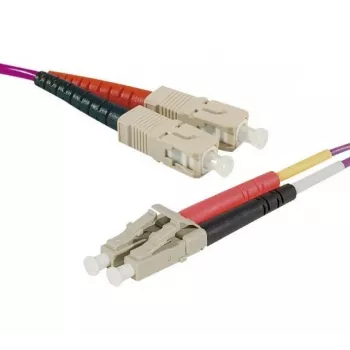 Exertis Connect LC/UPC to LC/UPC OM4 Multimode Duplex Uniboot Patch Cable, 1m, Erika Violet, LSZH 392951