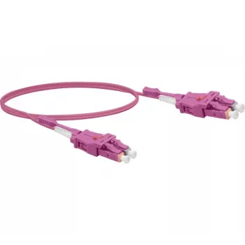 Duplexní optický patch kabel Exertis Connect LC/UPC na LC/UPC OM4 multimode 2 m Uniboot bezhalogenový, erika fialová 392952