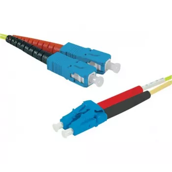 EXERTIS CONNECT 50m OS2 Single-mode Fibre Patch Cable, SC Duplex to LC Duplex, UPC Polish, Yellow, High Density 393232