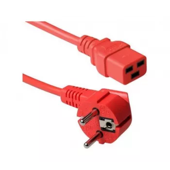 Exertis Connect 16 A Angled Schuko to Straight C19 Power Cable, Red, 2 m 640055