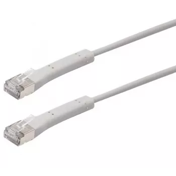Exertis Connect RJ45 Patch Cable, Cat. 6A, F/FTP, Angled, Halogen-Free, Grey, 0.5 m (854307)