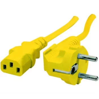 Exertis Connect Angled Schuko to IEC C13 Power Cable, Yellow, 1.8 m 808015