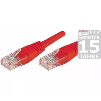 Patch kabel EXERTIS CONNECT Cat.5e U/UTP, červený, 5,0 m, slim s ochranou západky 853946