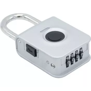 Visací zámek s otiskem prstu EXERTIS CONNECT se 4místnou kombinací – slitina zinku, IP65, dobíjecí (594500)