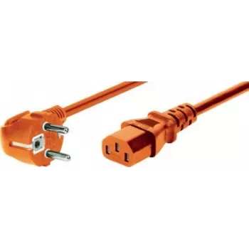 EXERTIS CONNECT Mains Power Cable, Angled Schuko Plug to IEC C13 Socket, Orange, 0.6 m (808071)