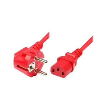 Síťový napájecí kabel Exertis Connect zahnutý Schuko na IEC C13, červený, 5 m 808029