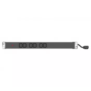 Napájecí PDU EXERTIS CONNECT 19 inch 1U 6zásuvkové C13, hliníkové pouzdro, 2,5m kabel Schuko, RAL 9005 černá (808900)
