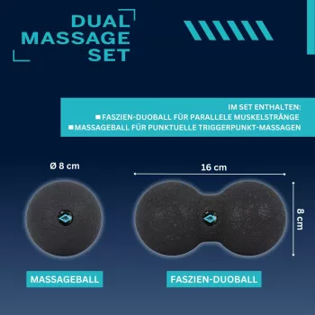 SCHILDKRÖT Dual Massage Set, 2-piece: 1 Peanut Ball (approx. 80 x 160 mm), 1 Massage Ball - 1 piece (960134)