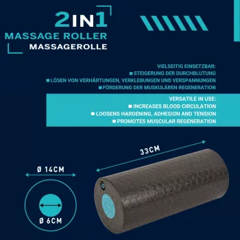 SCHILDKROT 2-in-1 Massage Roller Set Black/Blue EPP Foam 960237