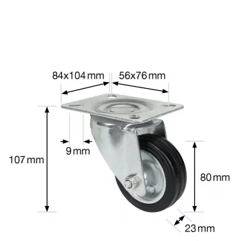 Otočné kolečko Wagner design yourself RO 6184, stříbrné, 75 mm, 50 kg 4618401