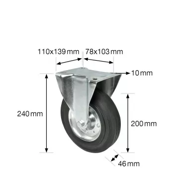 Pevné kolečko Wagner design yourself RO 8200, stříbrné, 50 mm kolo, nosnost 50 kg, pozinkovaná ocel 4820001