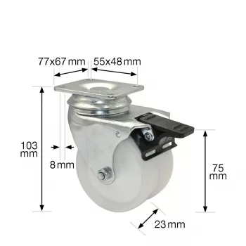 Dvojité otočné kolečko Wagner design yourself ECO RO 3277, 32 mm, bílé/šedé (3327701)