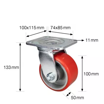 Otočné kolečko pro těžká břemena Wagner design yourself RO 0116 červené (4011601)