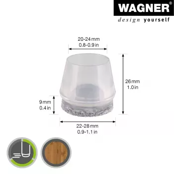Krytky na nohy židlí Wagner design yourself EH 0564, plast, Ø 2,2-2,8 cm, 4 ks (15056499)