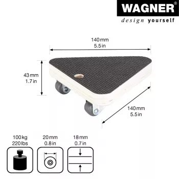 Přepravní kolečko Wagner design yourself MM 1314 hnědé 140 x 140 x 43 mm do 100 kg (20131401)