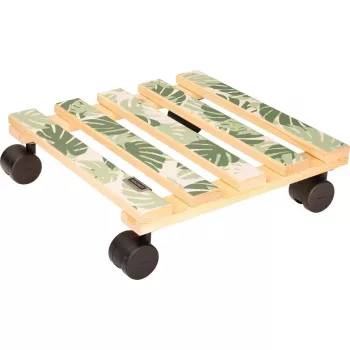WAGNER design yourself Plant Roller GH0645 Square Wood Motif 29 x 8 cm, Natural Birch Plywood, 4 Swivel Castors, 100 kg Load 20064501