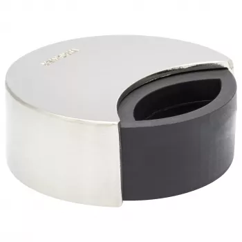 Dveřní zarážka Wagner design yourself EH 5151 ze zinkové slitiny s pryžovým nárazníkem, pochromovaná, Ø50 mm, k přišroubování, stříbrná 15515111
