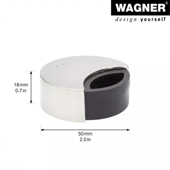 Dveřní zarážka Wagner design yourself EH 5151 ze zinkové slitiny s pryžovým nárazníkem, pochromovaná, Ø50 mm, k přišroubování, stříbrná 15515111