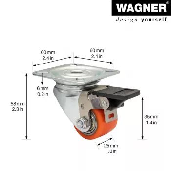 Otočné kolečko pro těžká břemena Wagner design yourself RO 7935 červené 75 mm 100 kg 4793501