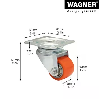 Těžká otočná kolečka RO 6935 červená Wagner design yourself (4693501)