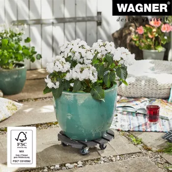 Pojízdný podstavec na květiny GH0527 plast, Ø 29 cm bílý kulatý, 1 ks Wagner design yourself (20052701)