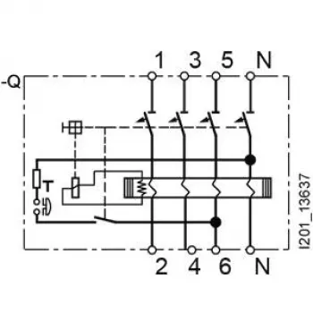 Proudový chránič, typ A, 40 A, 300 mA, 4pólový, 400 V, selektivní Siemens SENTRON 5SV36448