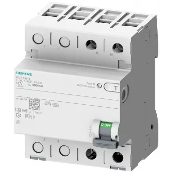 Proudový chránič, typ B, 25 A, 30 mA, 230 V, 1+N, 4 TE, krátkodobě zpožděný SIEMENS 5SV33224